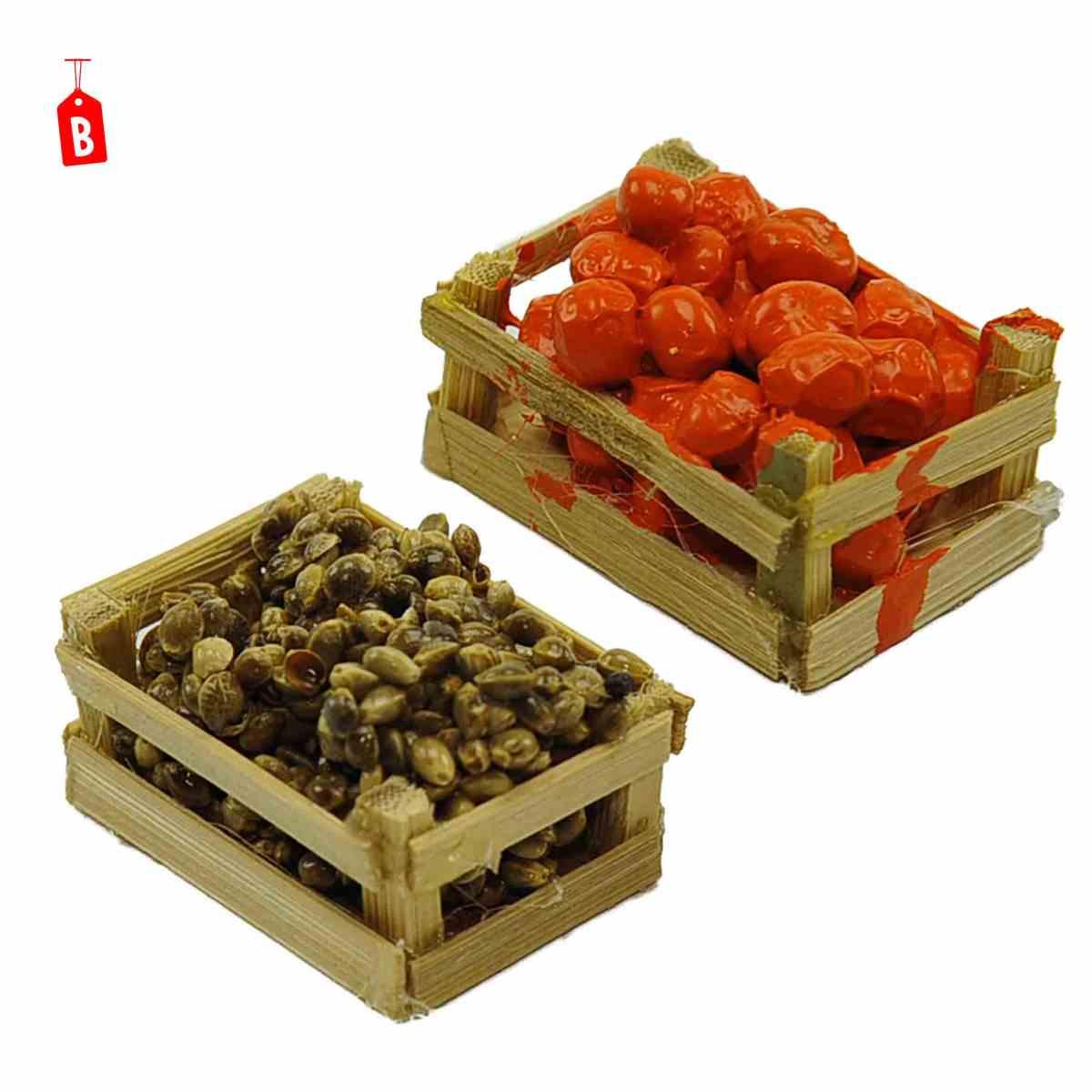Cesta presepe alimenti pesci