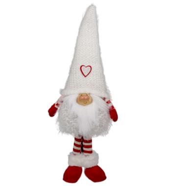 Gnomo natalizio tessuto abito bianco luce 40 cm