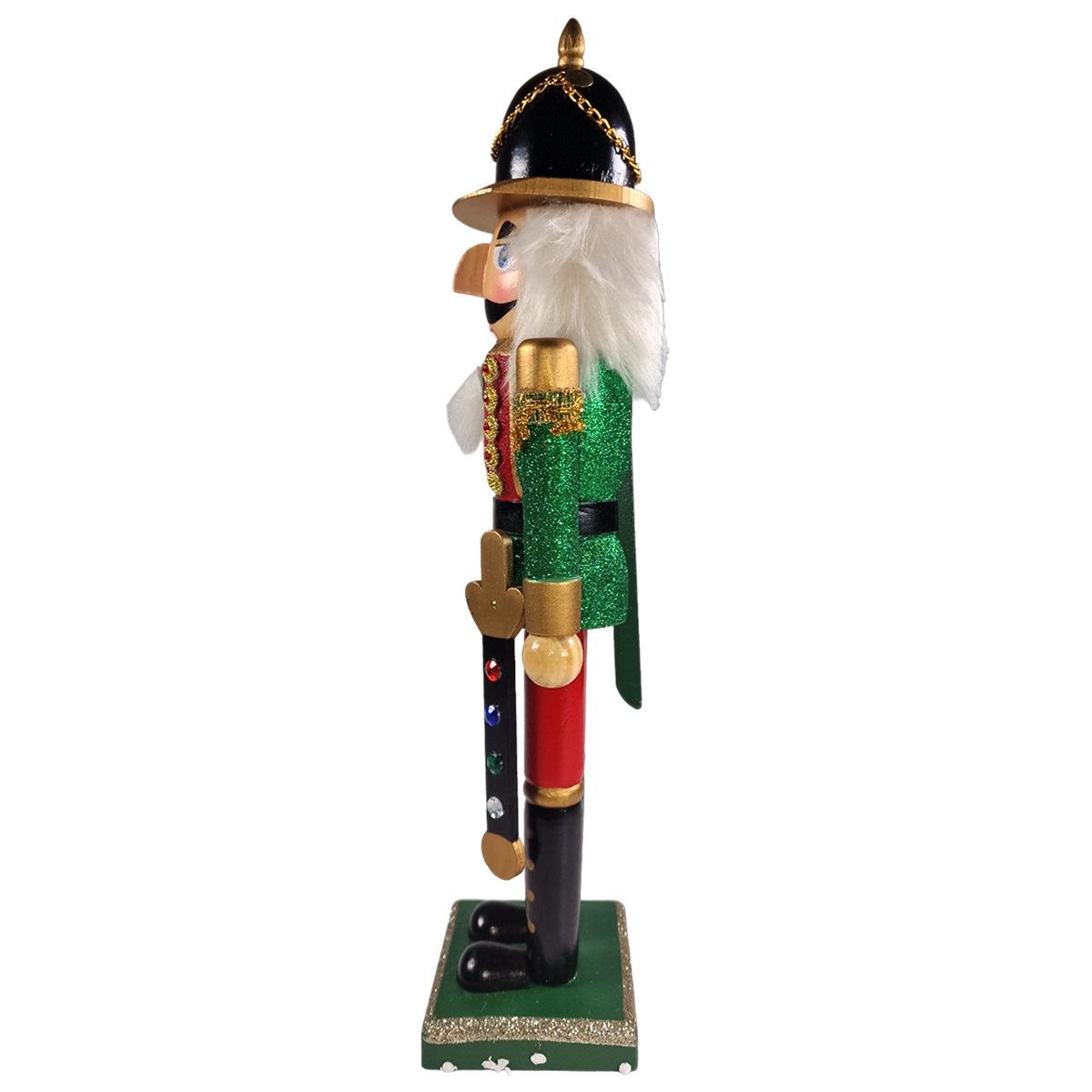 Soldatino schiaccianoci legno divisa verde 40 cm
