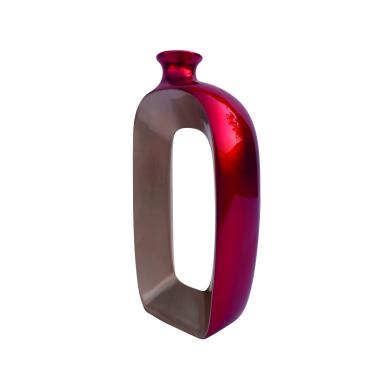 Vaso ceramica rosso beige forato 23 x 51 cm
