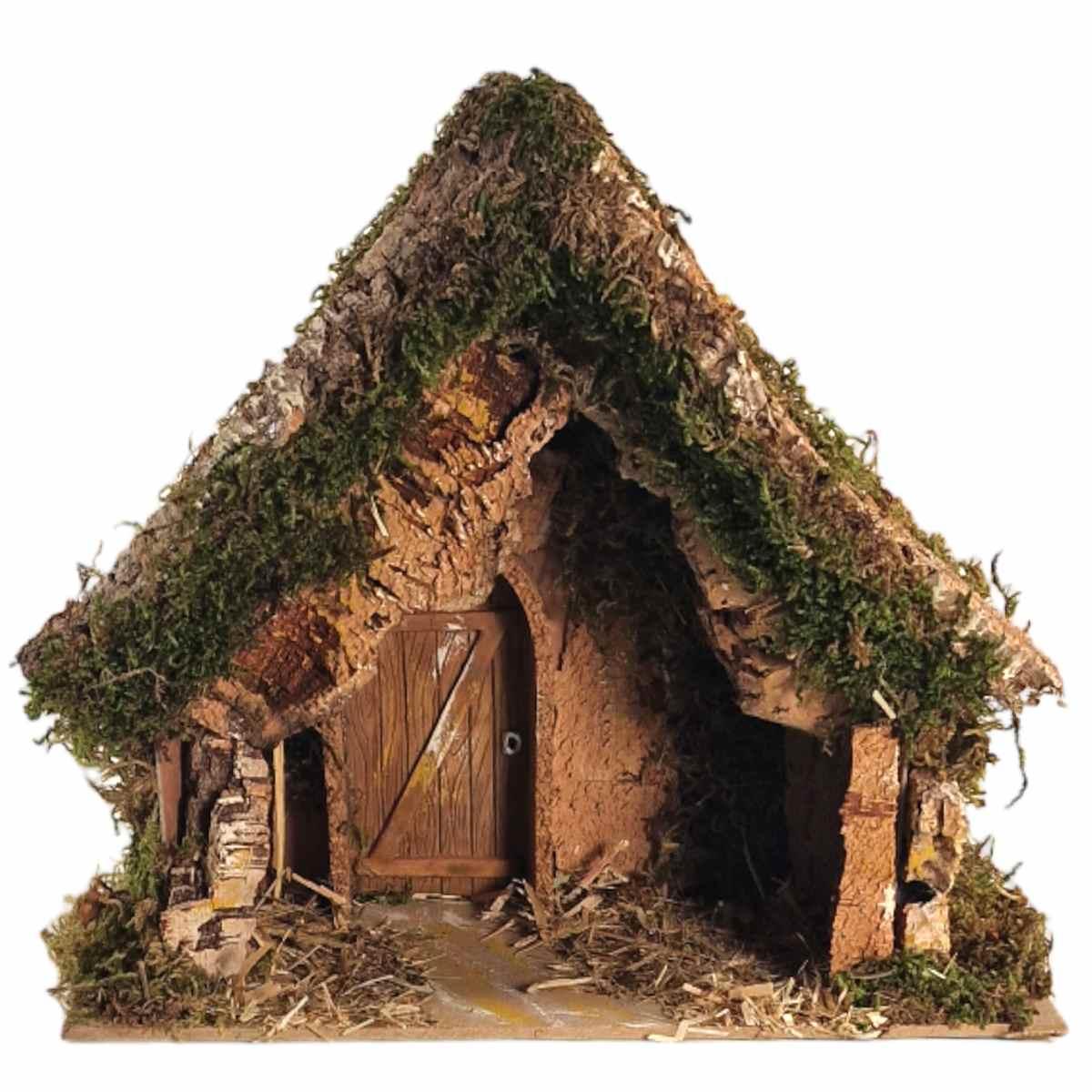 Capanna presepe legno luci batteria porta