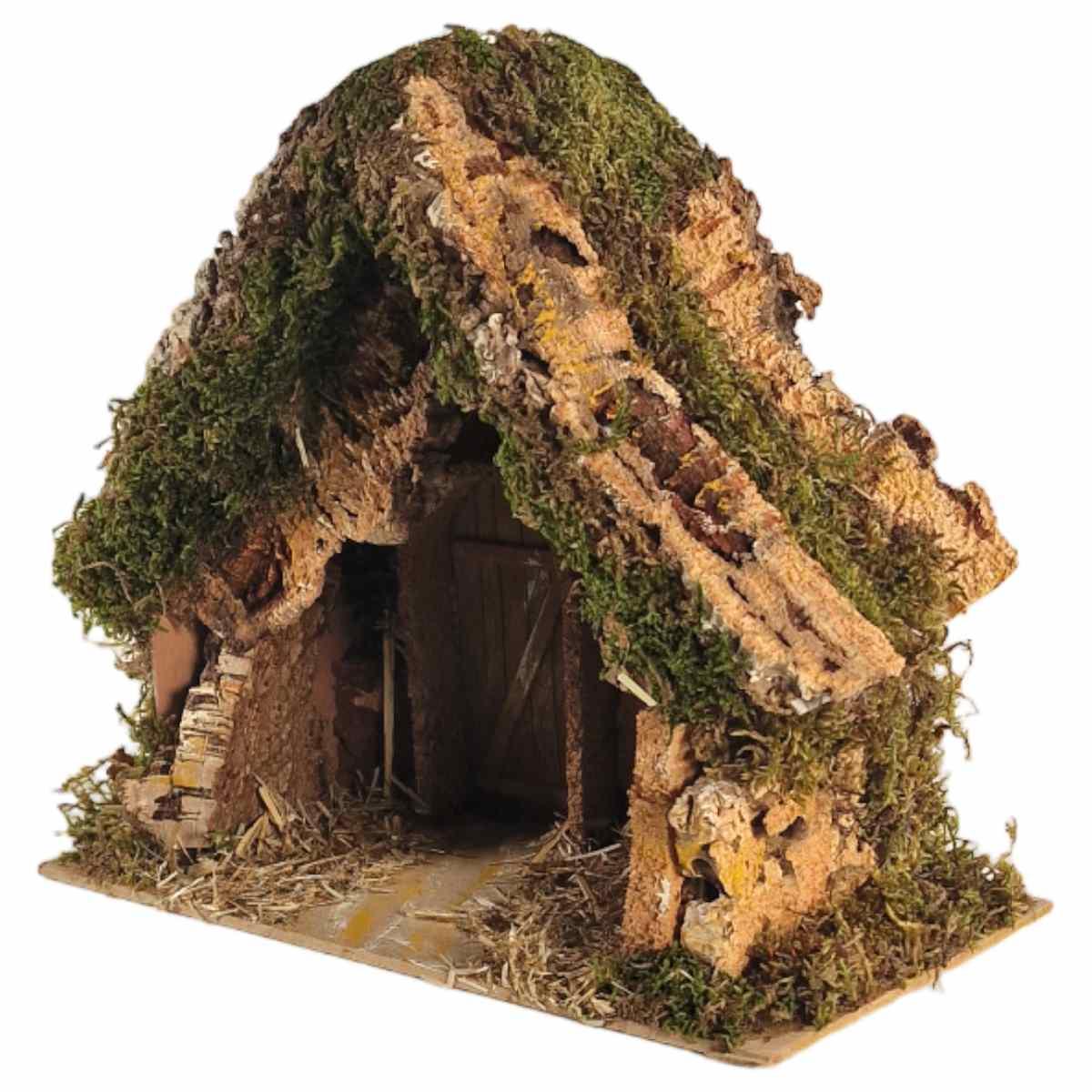 Capanna presepe legno luci batteria porta