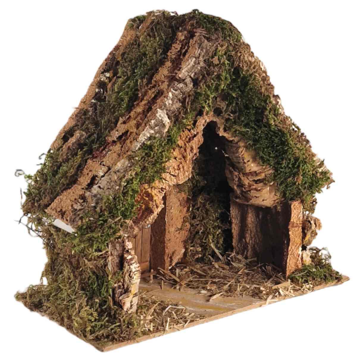 Capanna presepe legno luci batteria porta