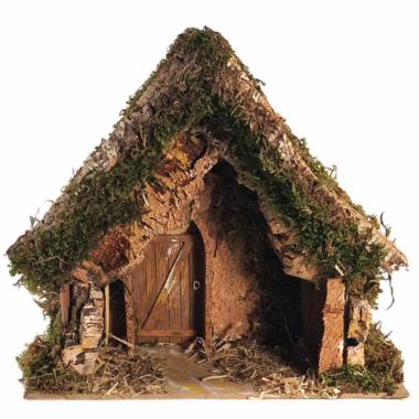 Capanna presepe legno luci batteria porta