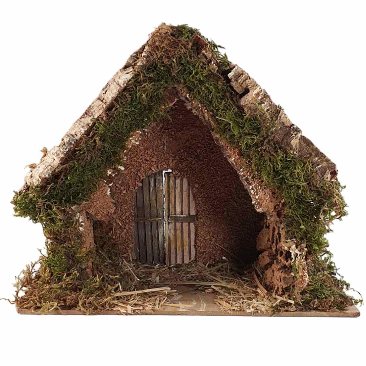Capanna presepe legno luci batteria legno