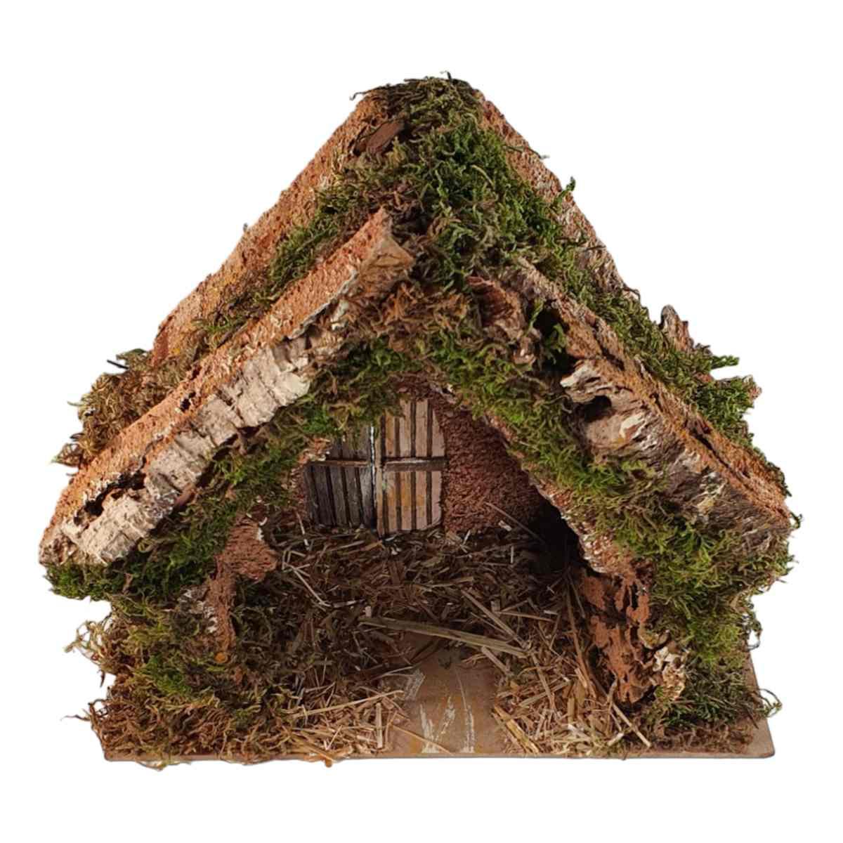 Capanna presepe legno luci batteria legno