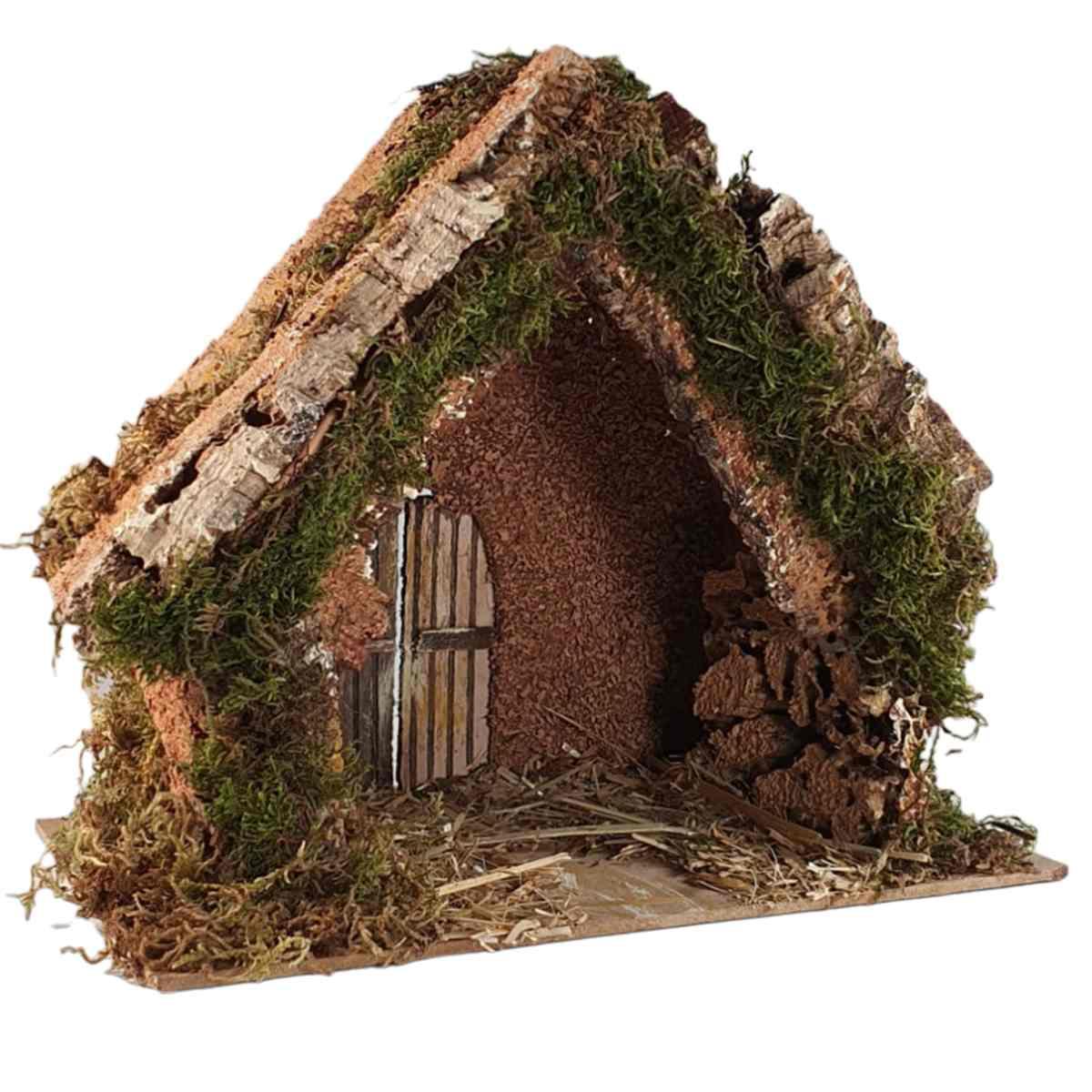Capanna presepe legno luci batteria legno