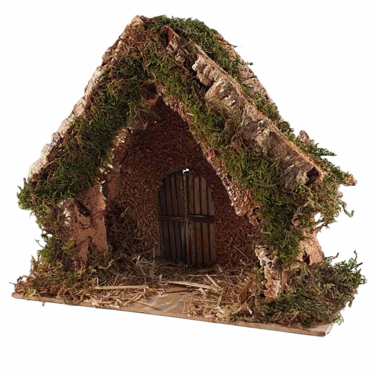 Capanna presepe legno luci batteria legno