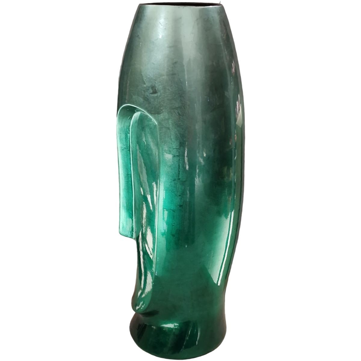 Vaso ceramica sculture verde 54c345