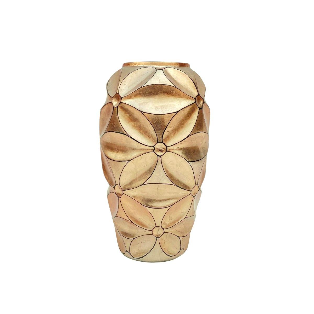 Vaso ceramica fiore oro metallic