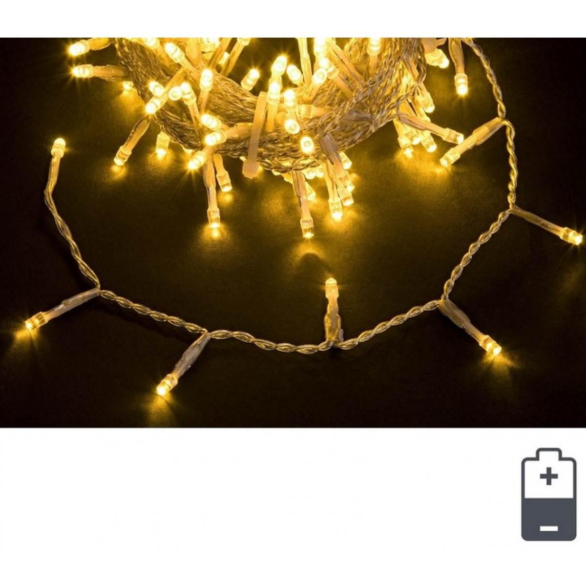 Luci di natale esterno batteria 96 led bianco caldo timer 5 mt