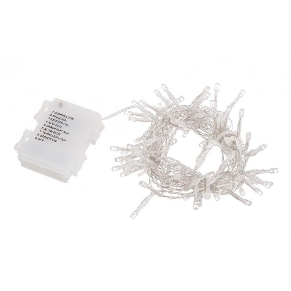 Luci di natale esterno batteria 96 led bianco caldo timer 5 mt