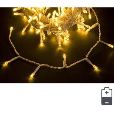 Luci di natale esterno batteria 96 led bianco caldo timer 5 mt