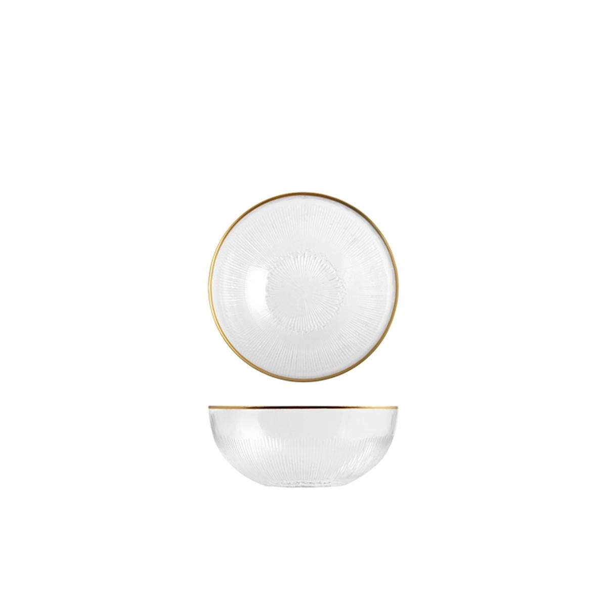 Ciotola Cucina Vetro Treasure Trasparente Bordo Oro cm.Ø16x15 |H&H