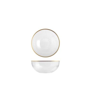 Ciotola Cucina Vetro Treasure Trasparente Bordo Oro cm.Ø16x15 |H&H