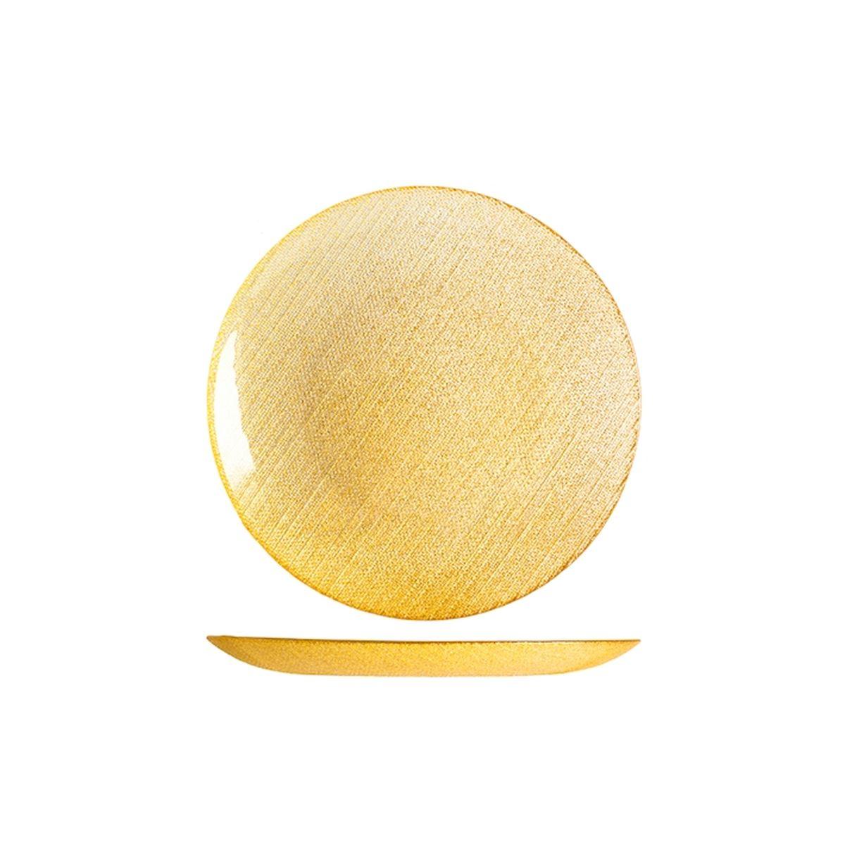 Piatto Tavola Vetro Frutta Charme Gold con Glitter cm.Ø21,5 |H&H