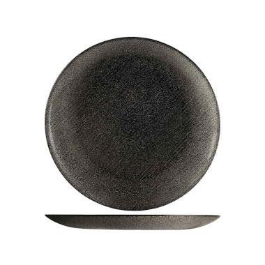 Piatto Tavola Vetro Piano Charme Nero con Glitter cm.Ø28 |H&H