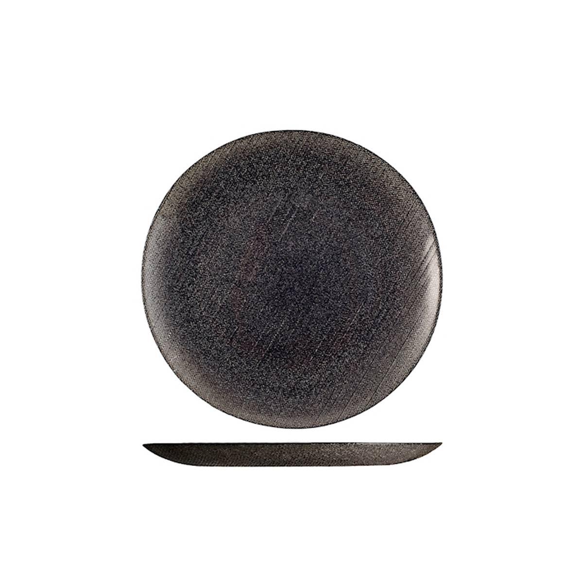 Piatto Tavola Vetro Frutta Charme Nero con Glitter cm.Ø21,5 |H&H