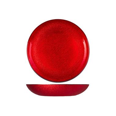 Piatto Tavola Vetro Fondo Charme Rosso con Glitter cm.Ø22 |H&H