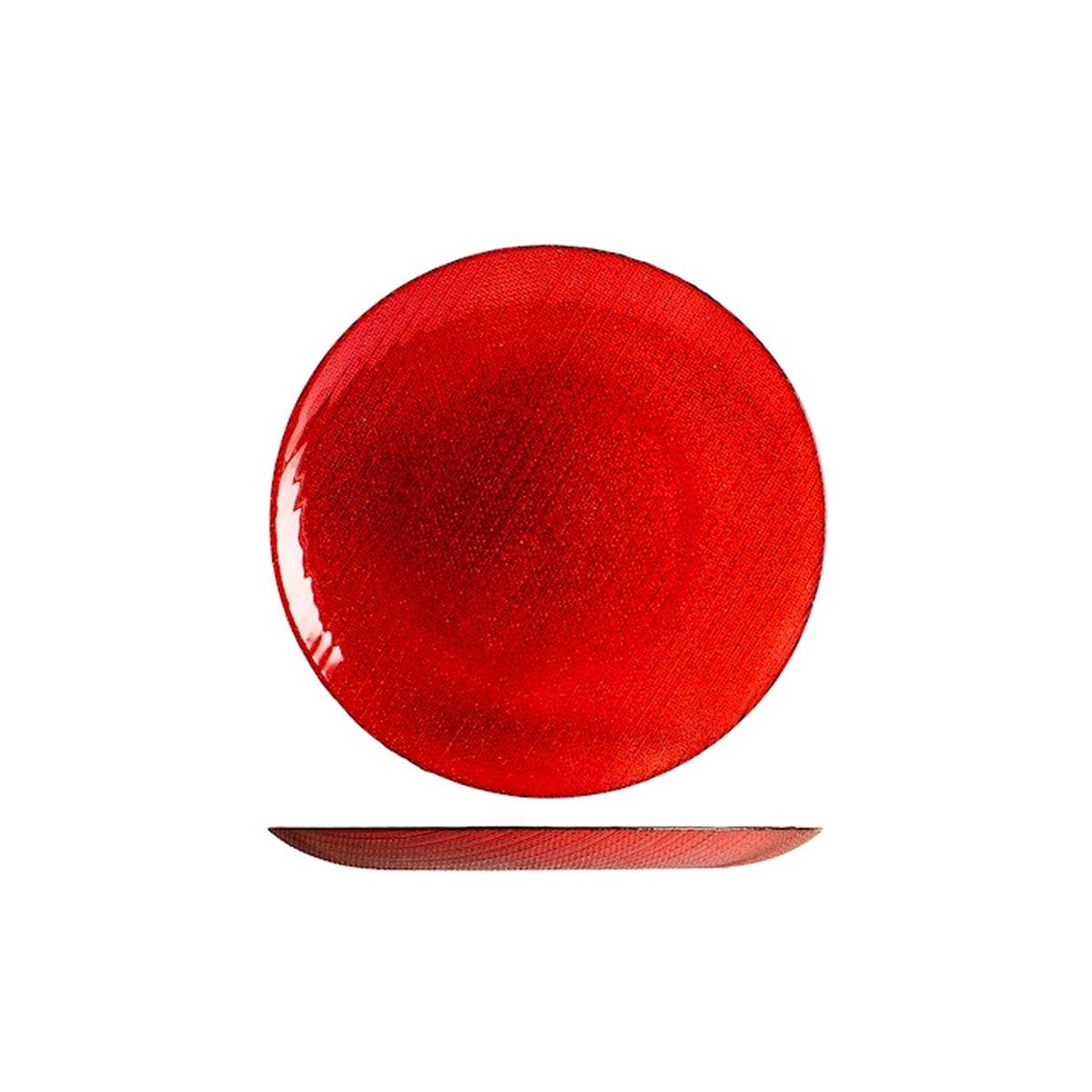 Piatto Tavola Vetro Frutta Charme Rosso con Glitter cm.Ø21,5 |H&H
