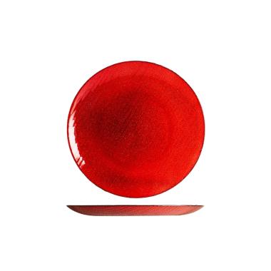 Piatto Tavola Vetro Frutta Charme Rosso con Glitter cm.Ø21,5 |H&H