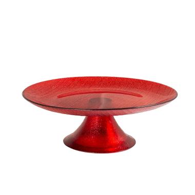 Centrotavola alzata vetro charme rosso glitter