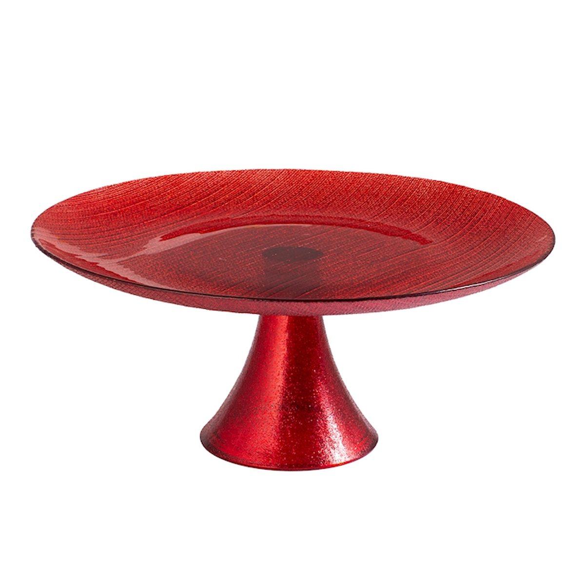 Centrotavola alzata vetro charme rossa glitter