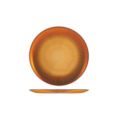 Piatto Tavola Vetro Frutta Groove Ambra cm.Ø21,5 |H&H