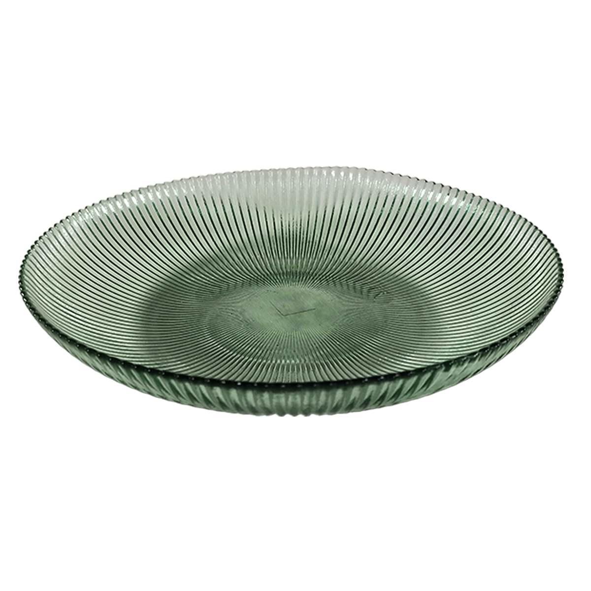 Piatto Tavola Vetro Fondo Groove Verde cm.Ø22 |H&H