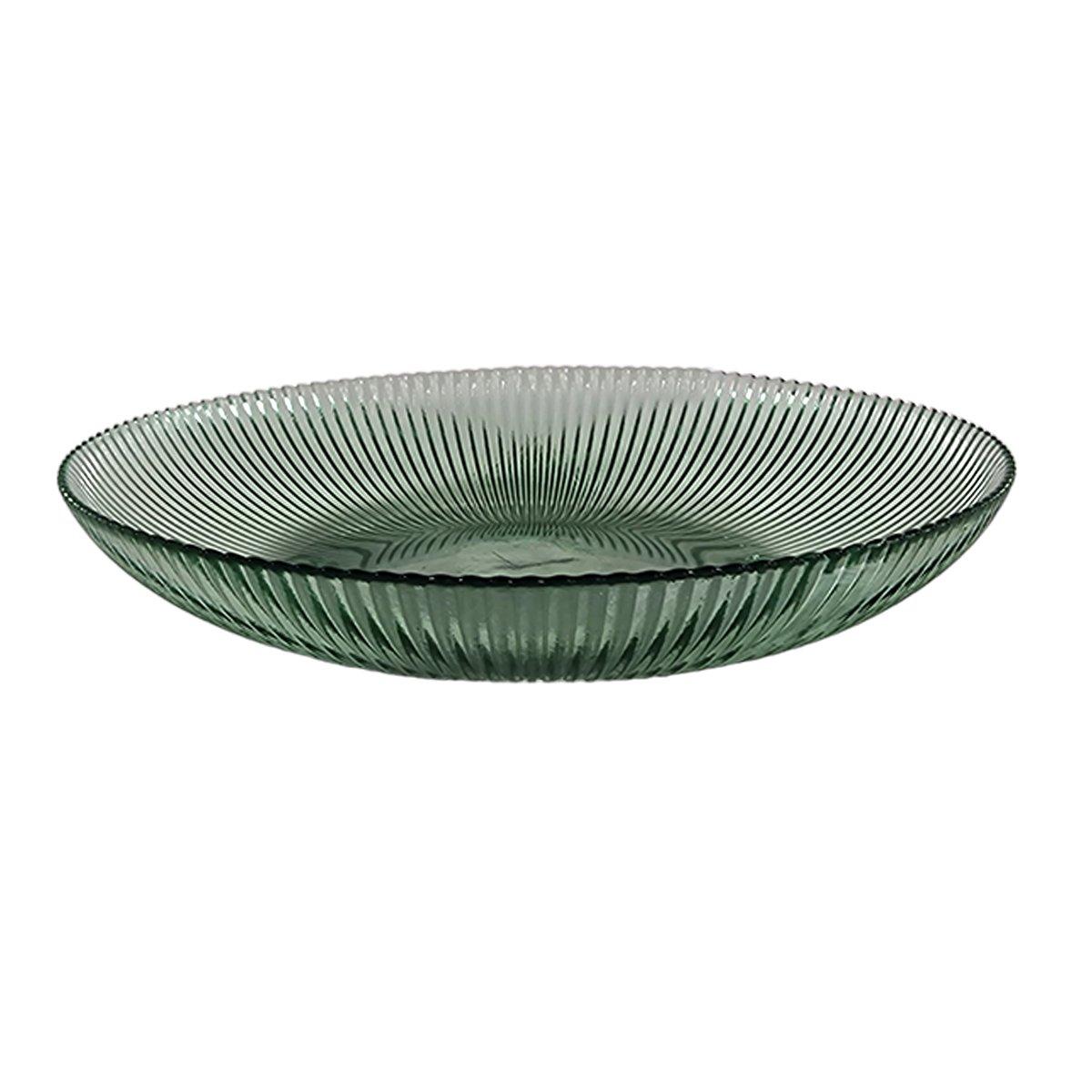 Piatto Tavola Vetro Fondo Groove Verde cm.Ø22 |H&H