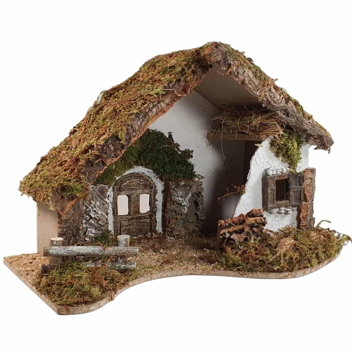 Capanna presepe legno portone finestra