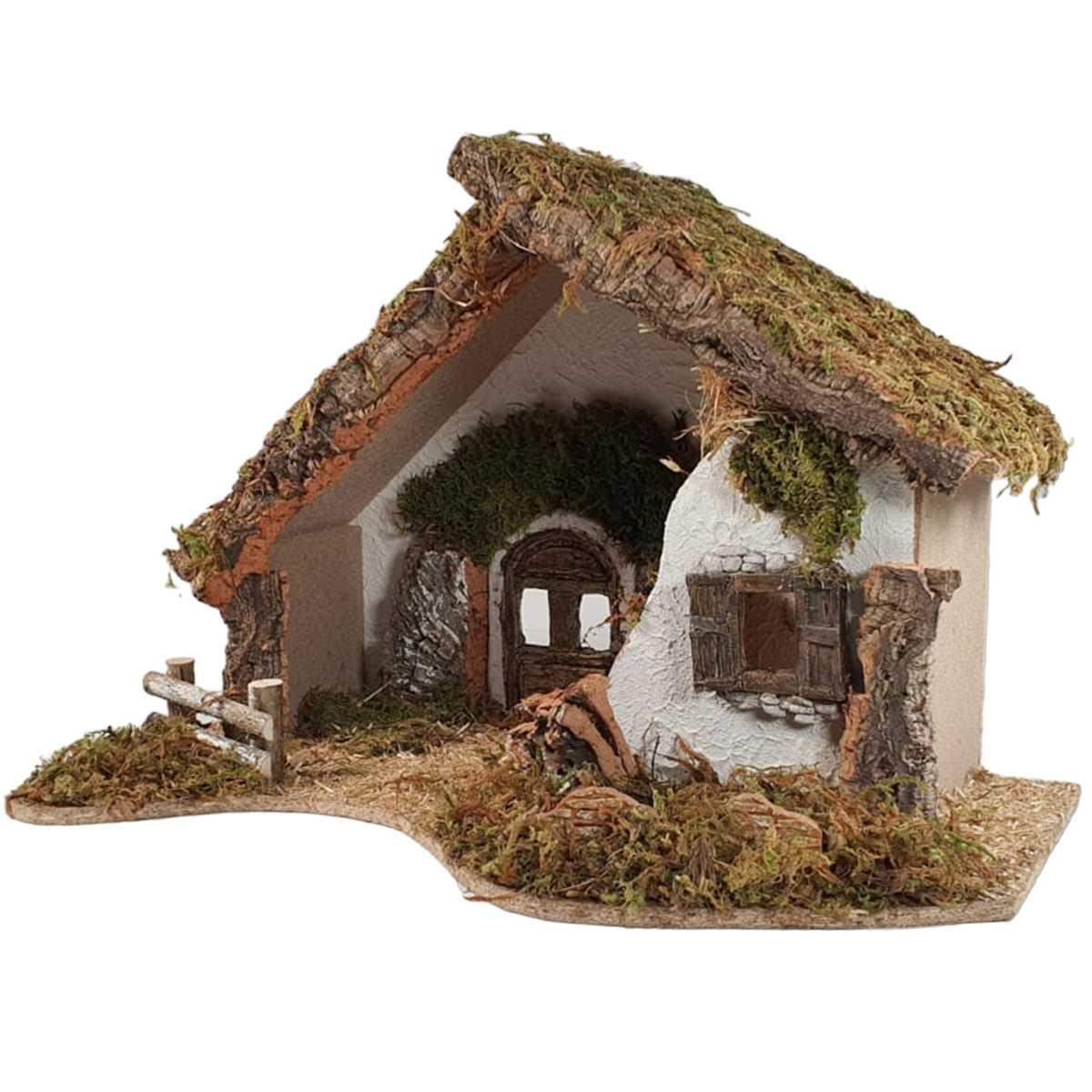 Capanna presepe legno portone finestra