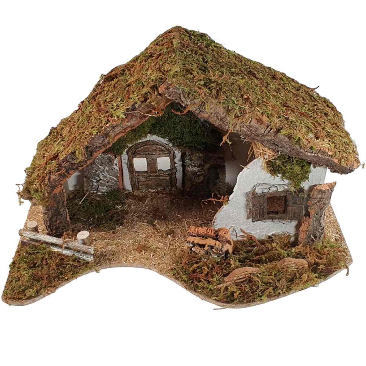 Capanna presepe legno portone finestra