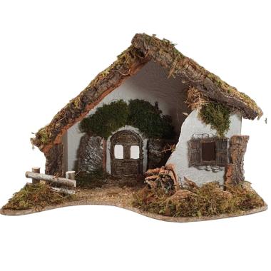 Capanna presepe legno portone finestra