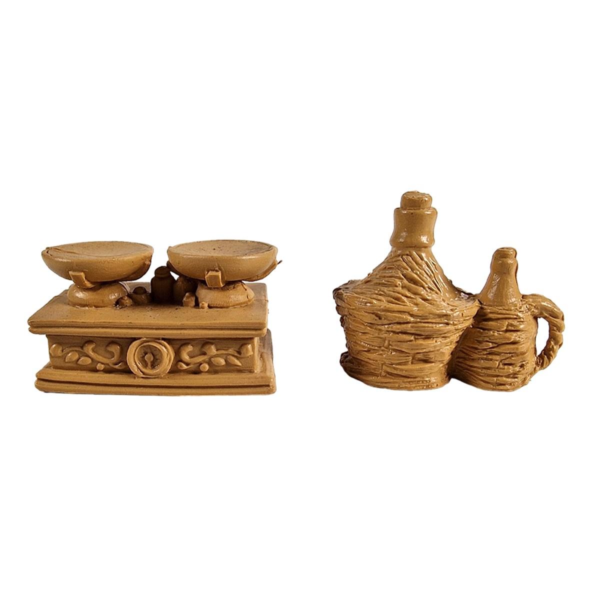 Accessori presepe bilance fiaschi