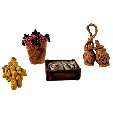 Accessori presepe fiaschi cesti alimenti