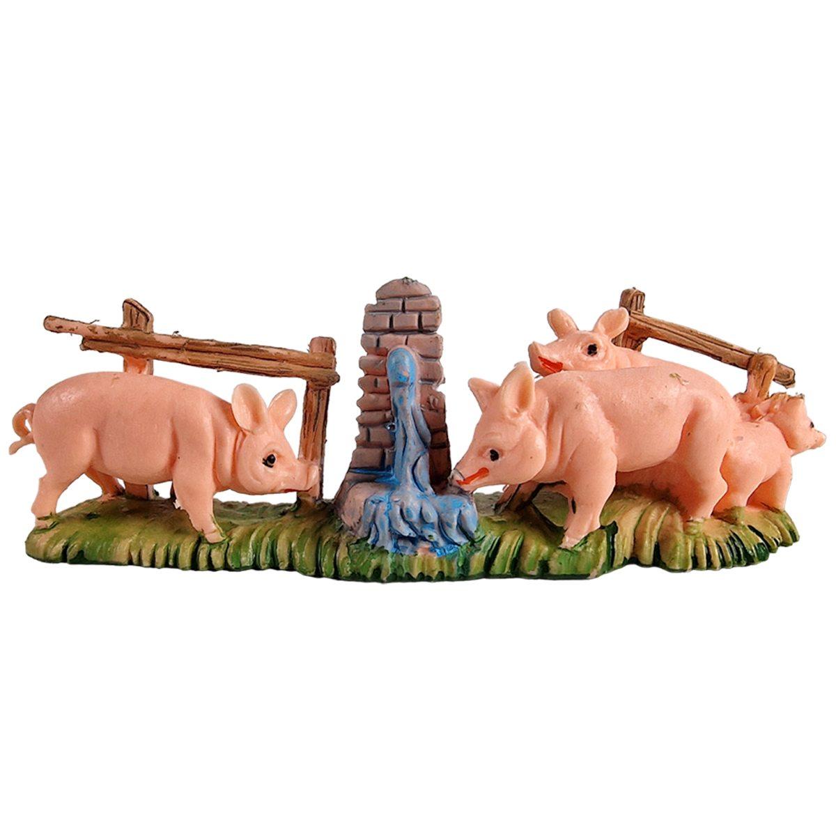 Statua presepe 3.5 cm maiali da 5 modello a