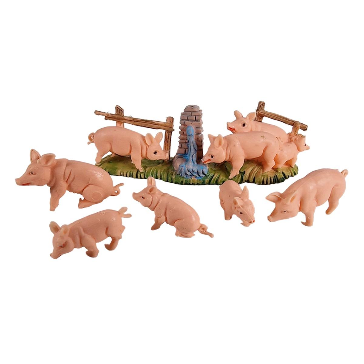 Statua presepe 3.5 cm maiali da 5 modello a