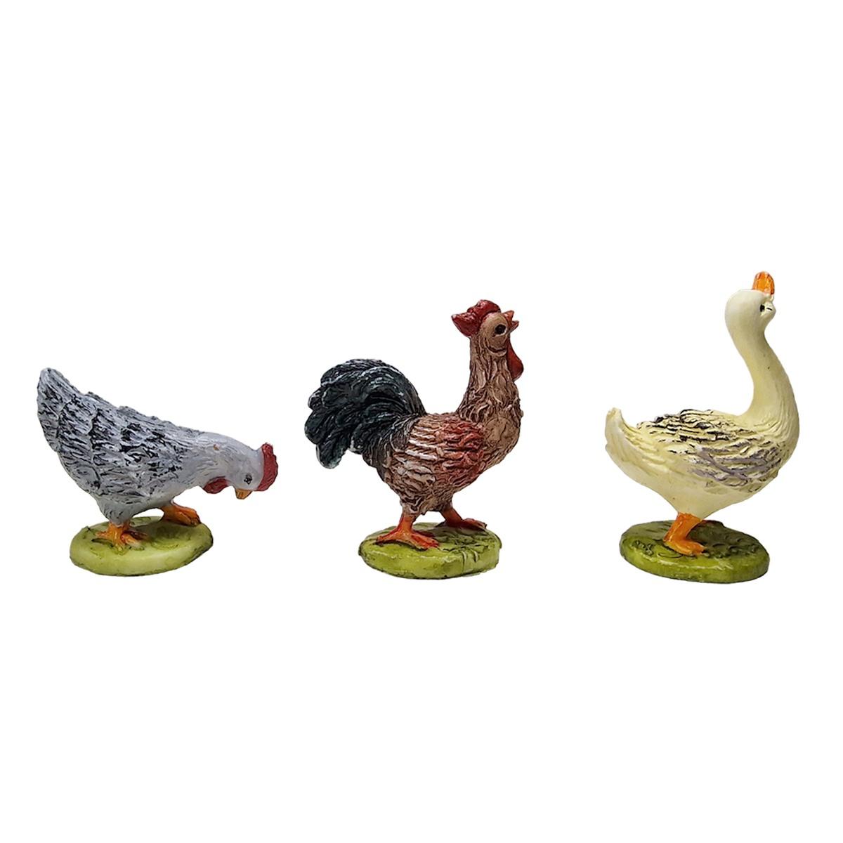 Statua presepe 3 cm animale fattoria gallo cigno papaere gallina da 5 modello a