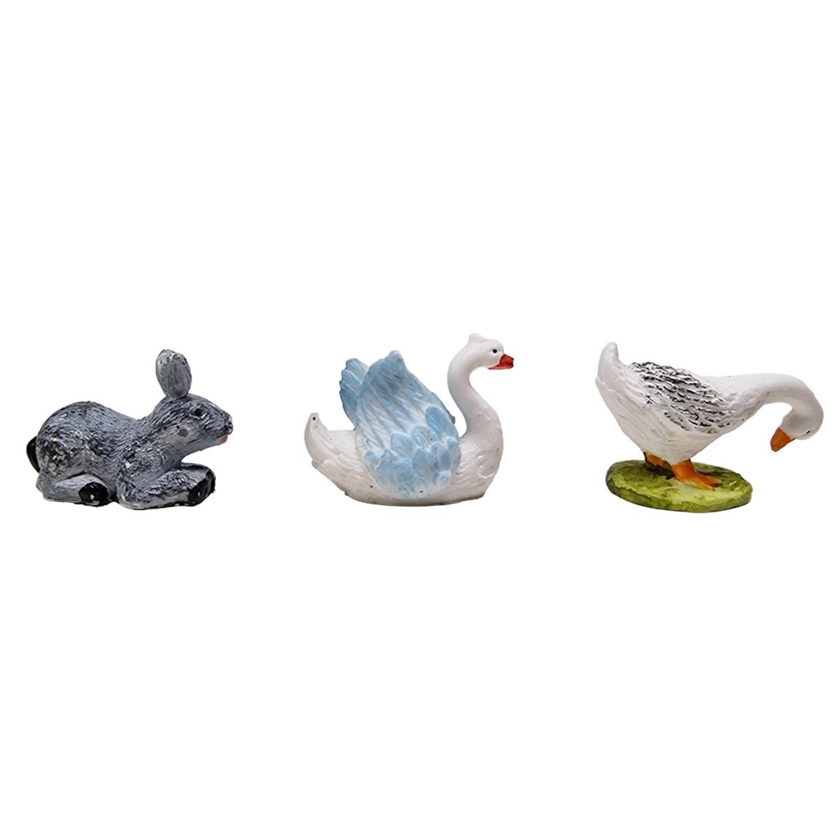 Statua presepe 3 cm animale fattoria gallo cigno papaere gallina da 5 modello a