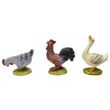 Statua presepe 3 cm animale fattoria gallo cigno papaere gallina da 5 modello a