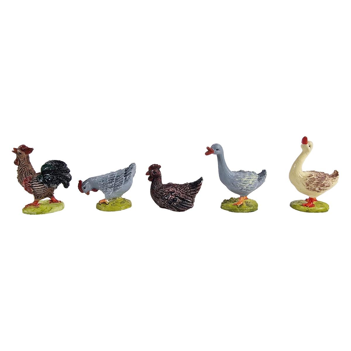 Statua presepe 3 cm animale fattoria gallo cigno papaera gallina da 5 modello a