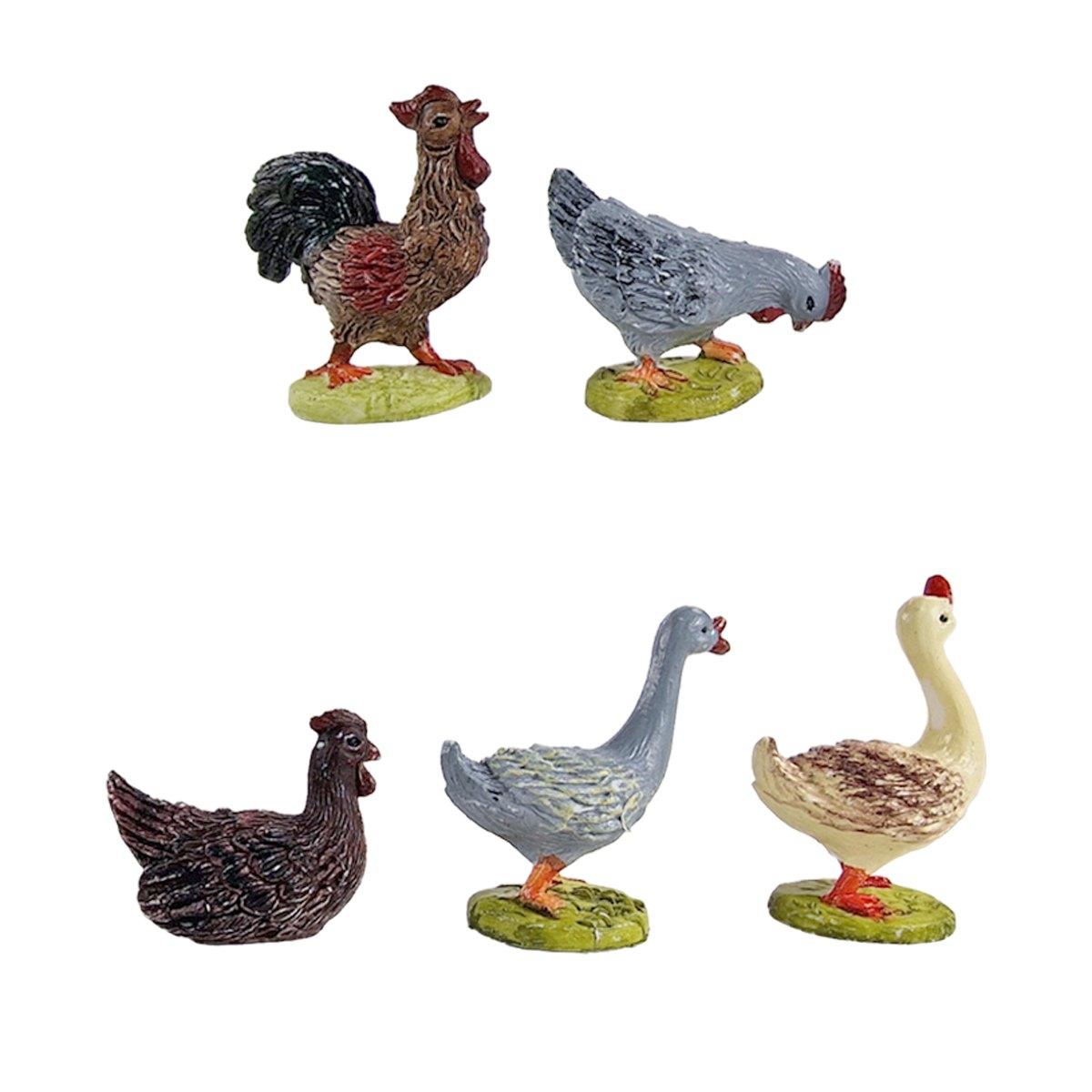 Statua presepe 3 cm animale fattoria gallo cigno papaera gallina da 5 modello a