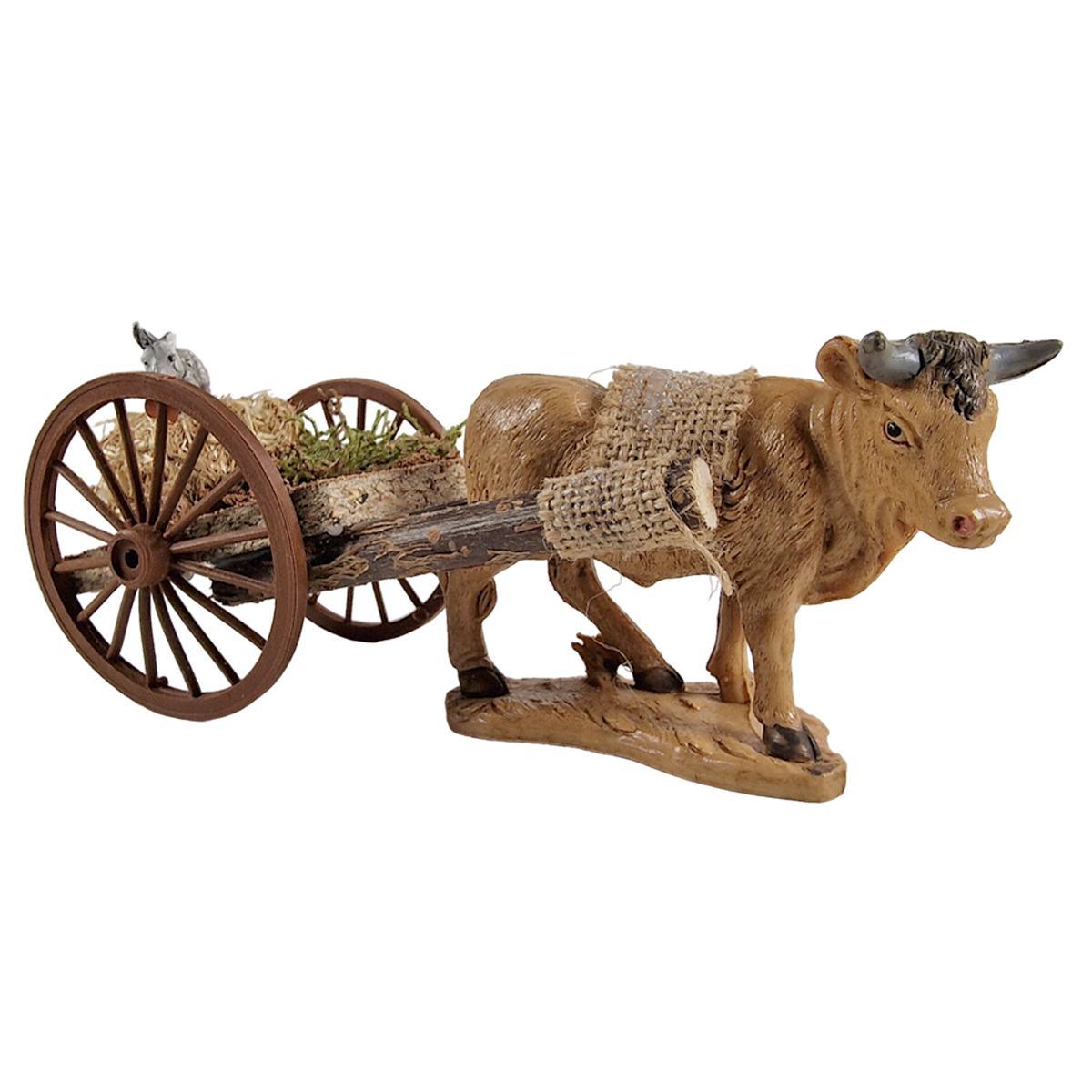 Carretto presepe legno 2 ruote fieno coniglio