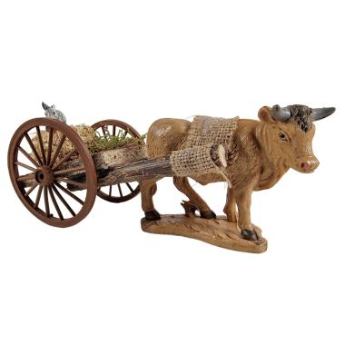 Carretto presepe legno 2 ruote fieno coniglio