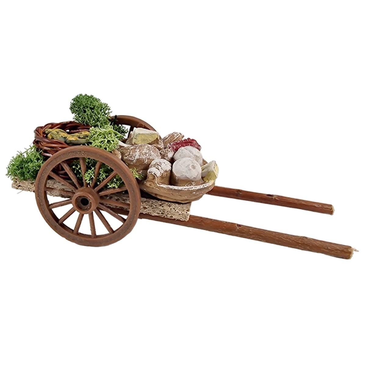 Carretto presepe legno 2 ruote alimenti vari