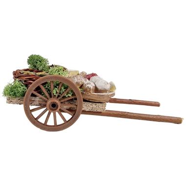 Carretto presepe legno 2 ruote alimenti vari