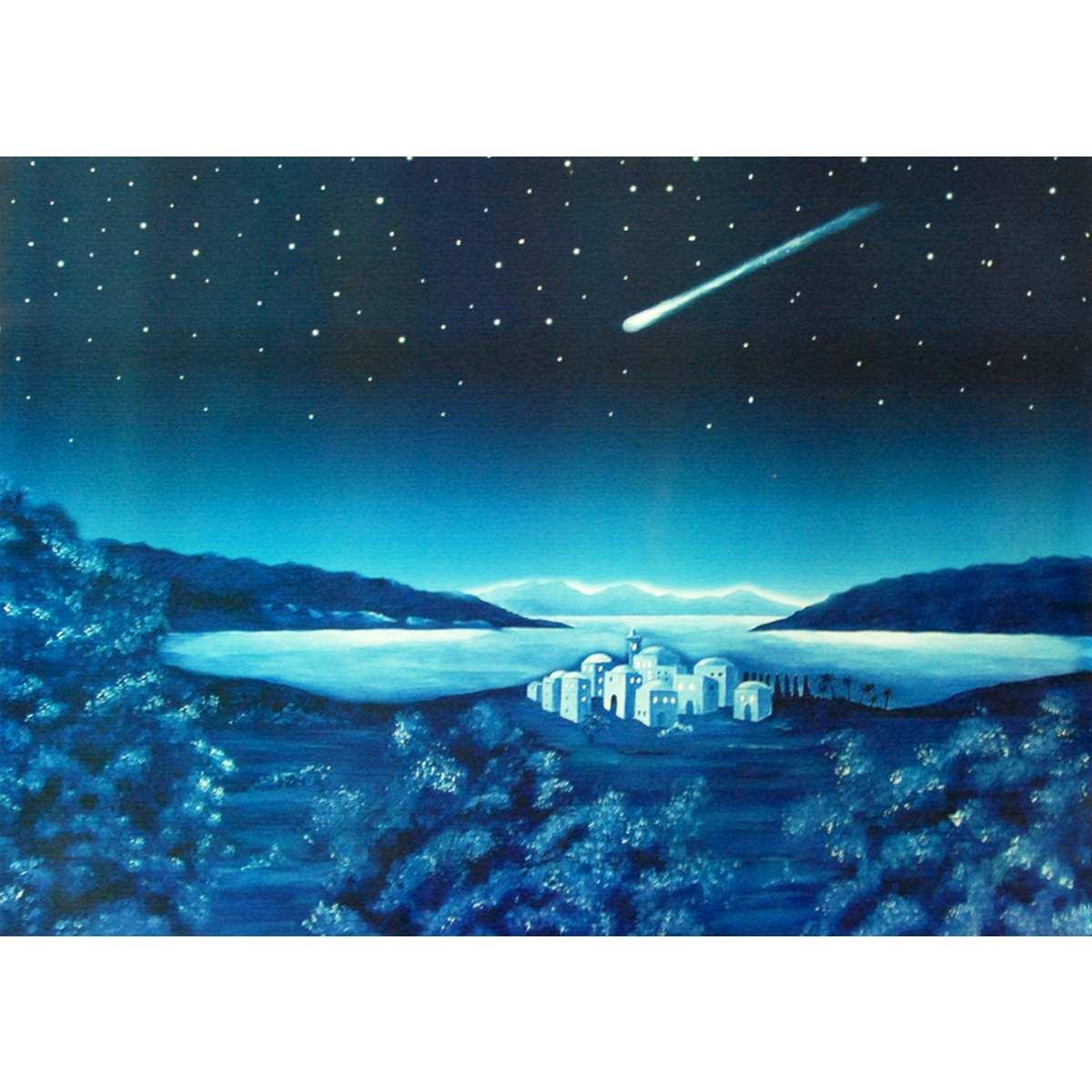 Fondale presepe paesaggio notturno stella cometa