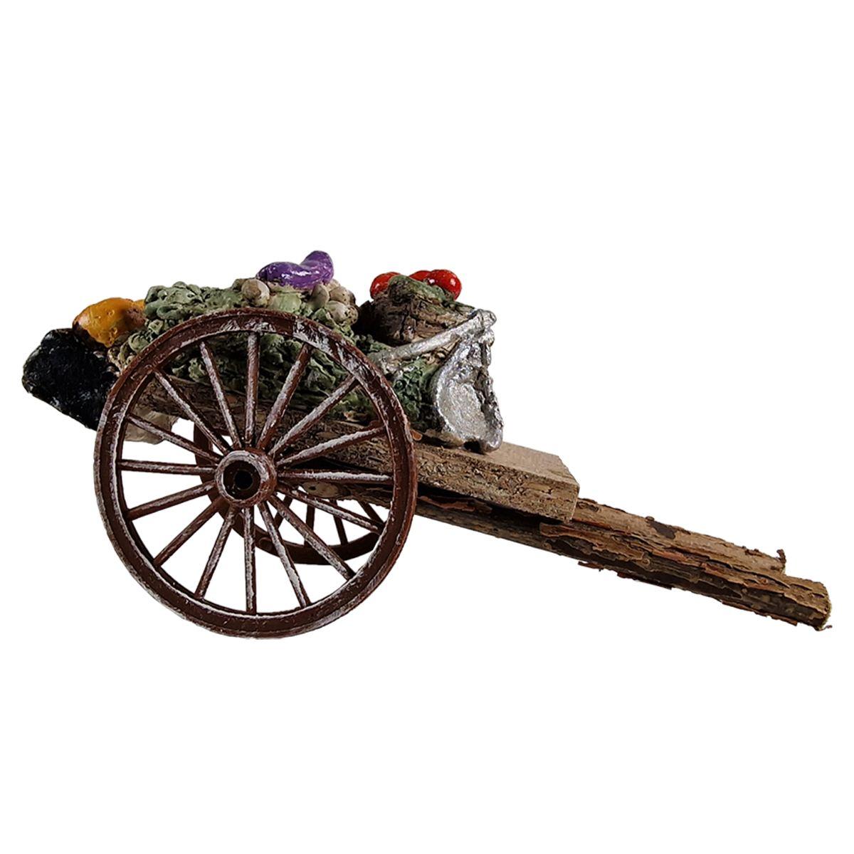 Carretto presepe legno 2 ruote ortaggi