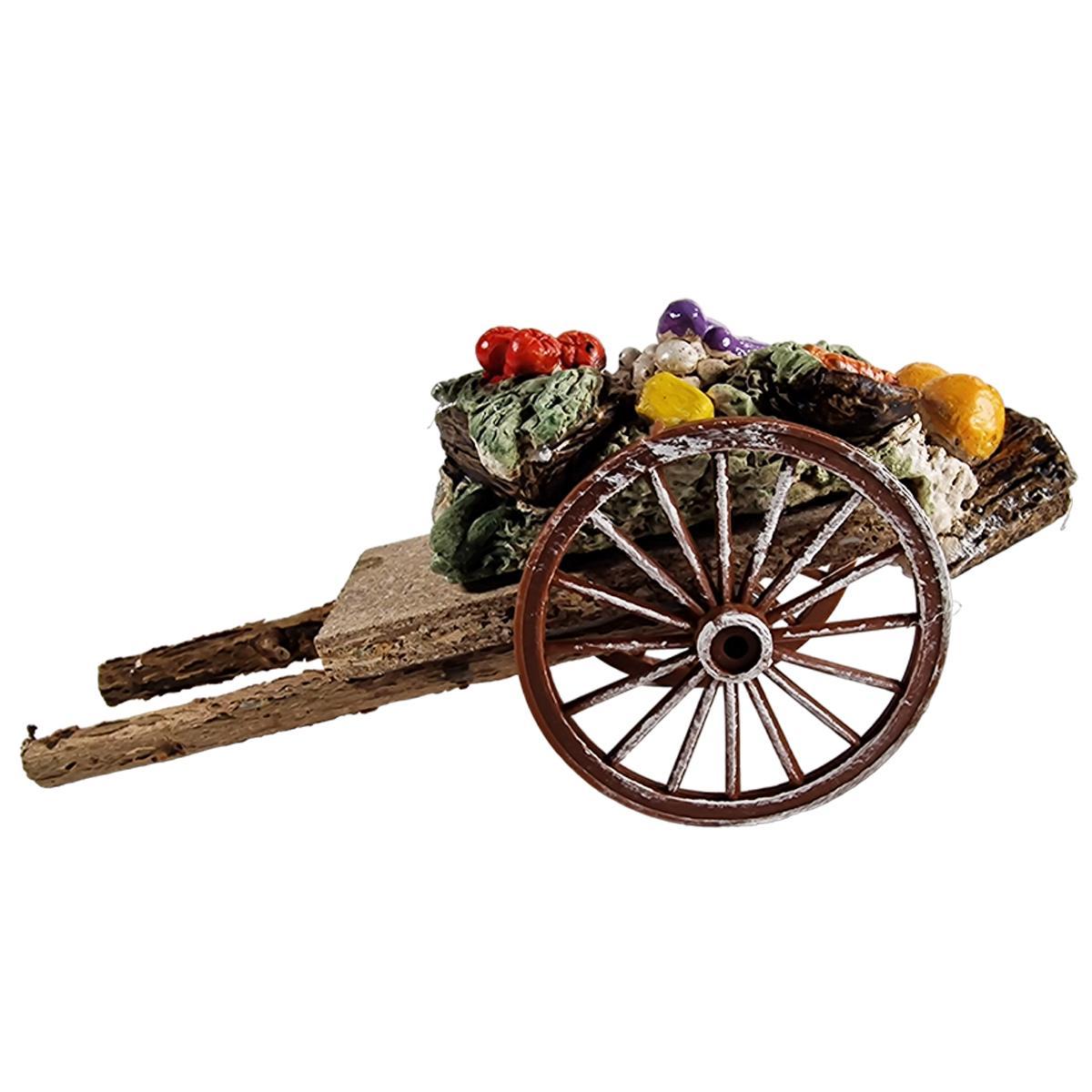 Carretto presepe legno 2 ruote ortaggi